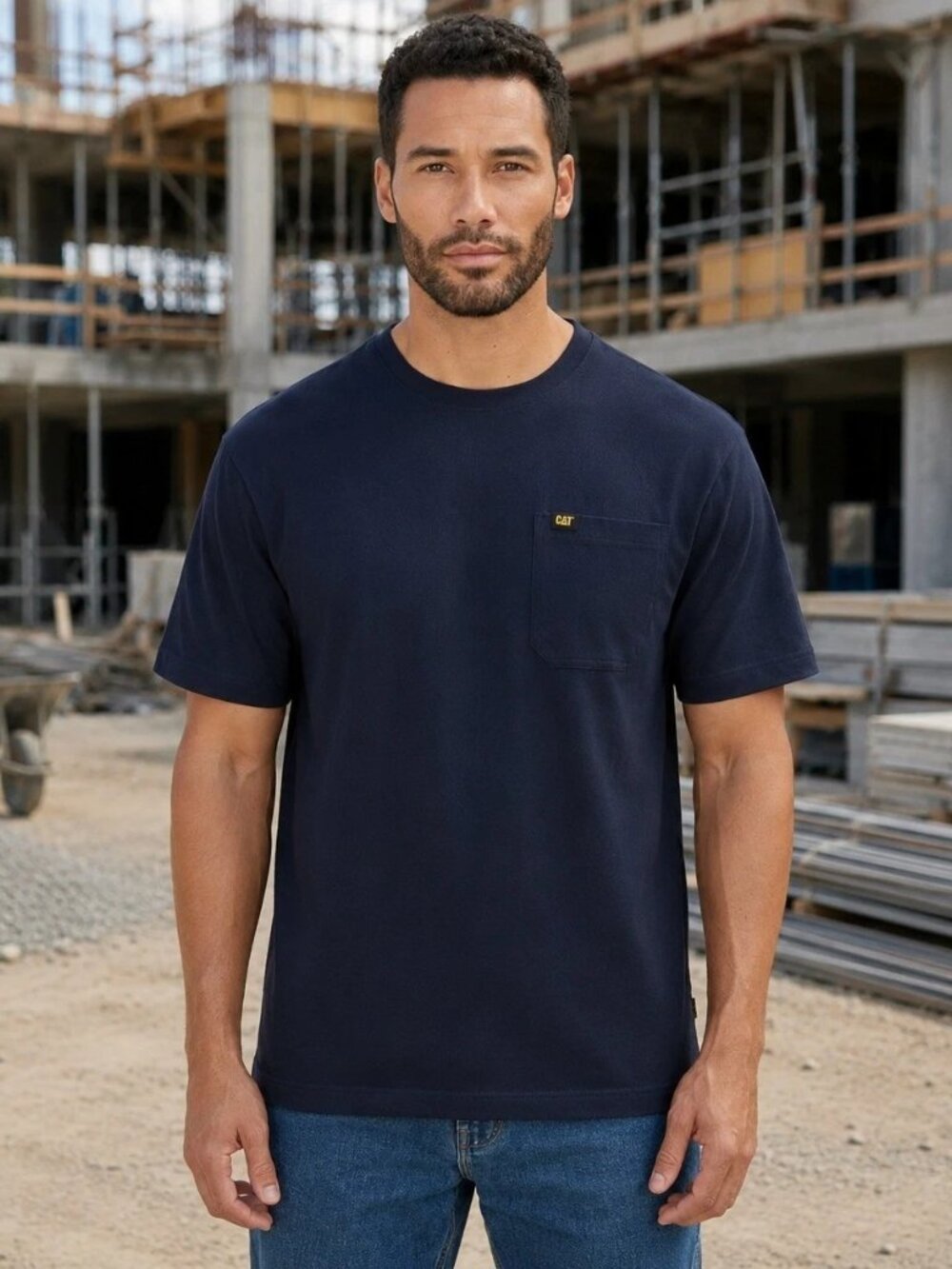 CAT Men’s Pocket T-Shirt Short Sleeve New